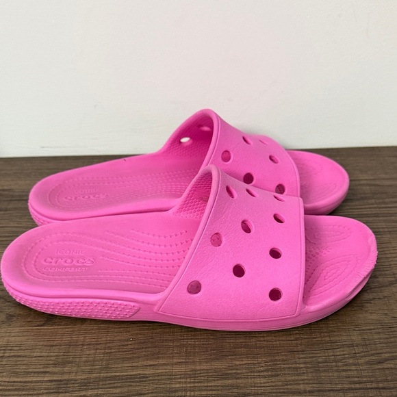 CROCS Bright Pink Slide Sandals - Picture 4 of 6